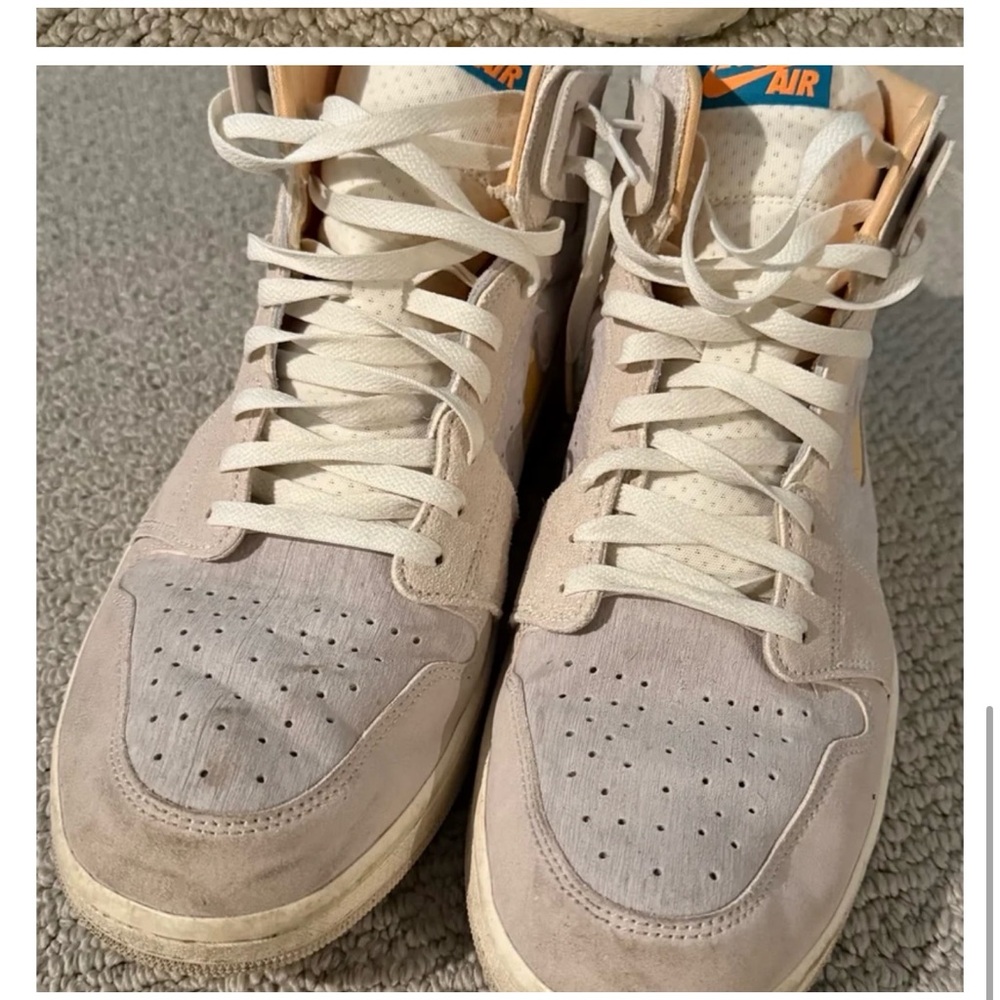 Nike Cream and Blue Sneakers with Perforated Design